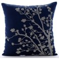 thumbnail image 1 of Housse de Coussin Bleu Marine, Housse de Coussin Thème Floral Fleur de Magnolia, Housse de Coussin 18x18 Pouces (45x45 cm), Housse de Coussin Carrée en Coton et Lin pour Canapé, Floral - Magnolia Argenté, 1 of 3