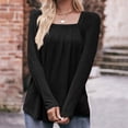 thumbnail image 4 of AherBiu Tuniques pour Femmes à Manches Longues d'Automne, Blouses à Encolure Carrée, Chic Décontracté, Froncées, Coupe Ample, 4 of 7