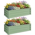 thumbnail image 1 of Outsunny Raised Garden Beds Set of 2, Galvanized Planter Box, Light Green, 1 of 10