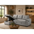 thumbnail image 3 of Canapé-lit moderne Apollo de K-Living pour salon, revêtement en tissu gris avec rangement, 3 of 6