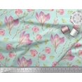 thumbnail image 3 of Soimoi Green Rayon Fabric Leaves & Magnolia Floral Decor Fabric Printed Yard 56 Inch Wide, 3 of 5