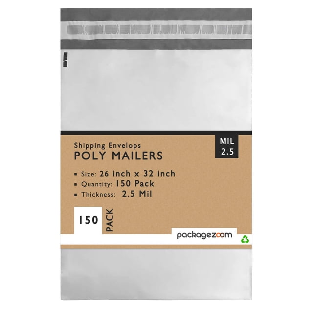 26 x 32 Poly Mailers Shipping Envelopes Bags Waterproof Self Sealing 2.5 Mil 150 Pack