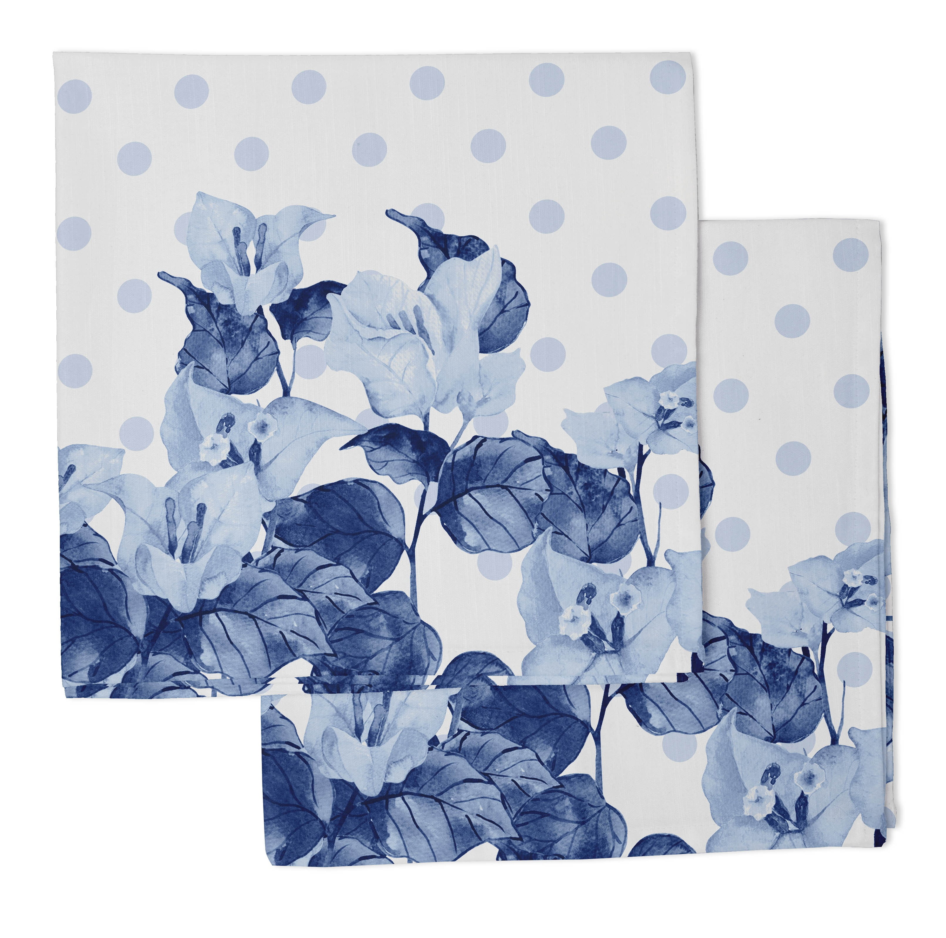 Vargottam Luxury Collection Dinner Table Linen Dcor Cotton Napkin Printed Fabric Reusable Napkins Set Of 6, 20 X 20 - Watercolor Blue Flowers