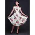 thumbnail image 4 of Bimba Robe Midi Évasée d'Été Décontractée Sans Manches à Imprimé Floral de Pivoine Blanche et d'Anémone pour Femme - Grand, 4 of 6