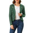 thumbnail image 1 of INSPIRE CHIC Blazer Fin à Rayures pour Femme à Revers Cranté Décoré de Boutons L Vert, 1 of 7