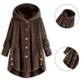 thumbnail image 3 of Winter Coat Sweatshirt for Women Plush Solid Button Long Sleeve, 3 of 8