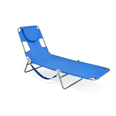 Ostrich The Original Chaise Beach Chair, Folding & Reclining Outdoor Lounger, Ocean Blue