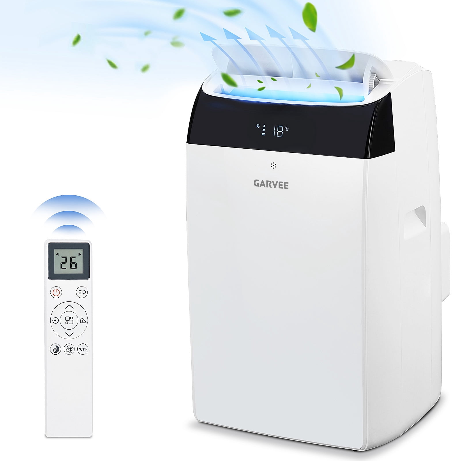 Garvee 14000 BTU Portable Air Conditioner, 3-in-1 Portable AC with Cooling, Dehumidifier, Fan, Follow Me, 24-Hour Timer, Remote, Window Kit for Large Room, Bedroom, Home Office Use, 750 Sq. Ft, 115V
