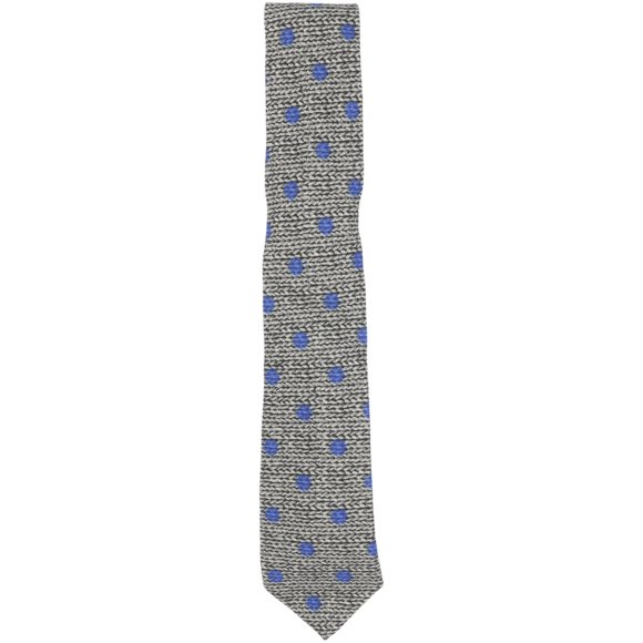 Gierremilano Men's Grey / Blue Black Wool and Silk Polka Dot Stitching Printed Neck Necktie - One Size
