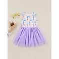 thumbnail image 2 of Xingqing Toddler Baby Girl Easter Sundress Rabbit Floral Print Sleeveless Tulle Patchwork Dress Summer Clothes, 2 of 7