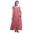 thumbnail image 1 of Bimba Robe Longue Maxi Imprimée pour Femmes en Rayonne, Vêtement de Nuit à Manches Courtes, 1 of 4