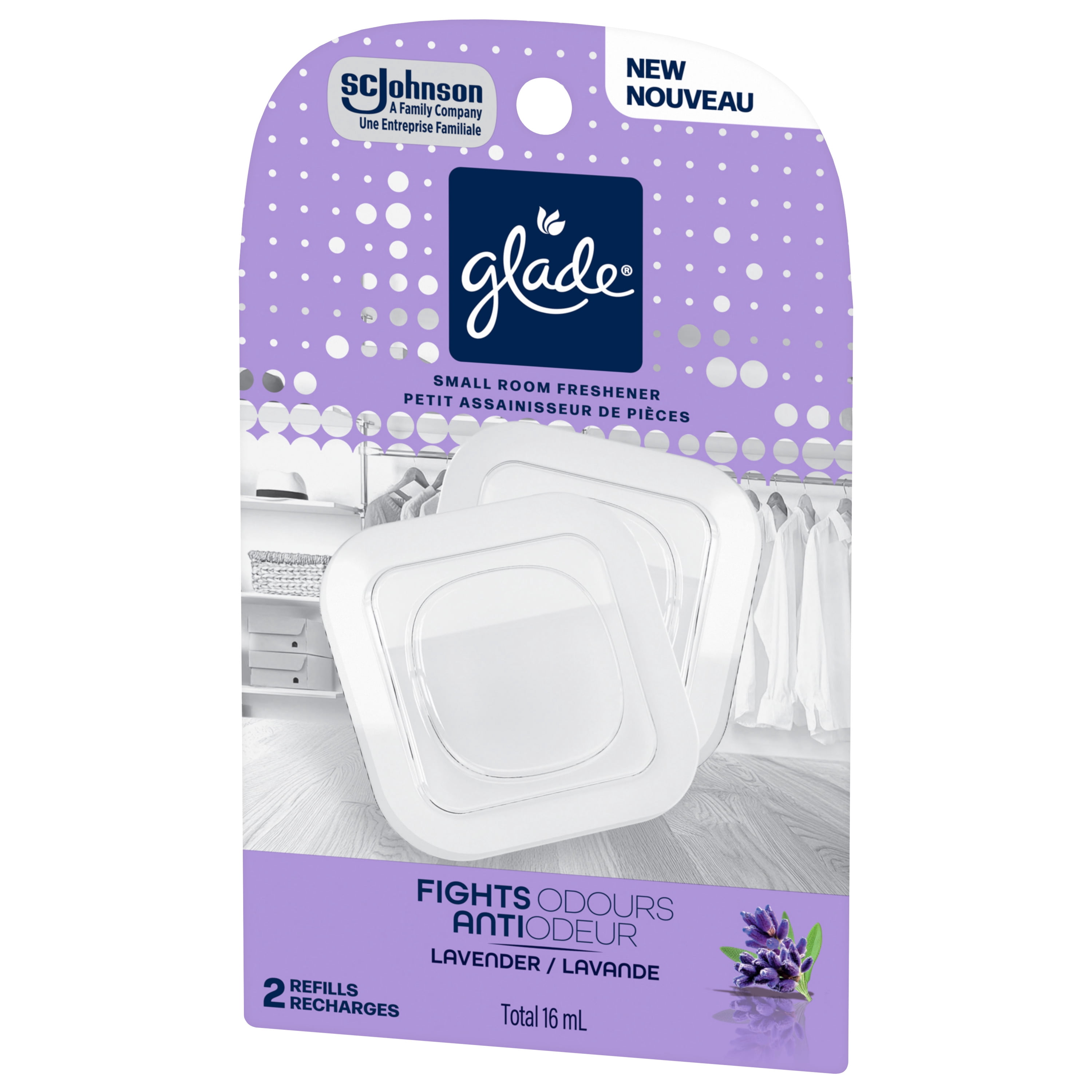 Glade® petit assainisseur de pièces 2 recharges - lavande