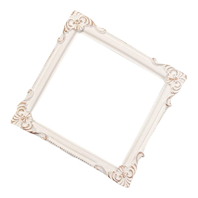 veasfak European Photo Frame Tabletop Wall Hanging Antique Picture Frame for Photo White