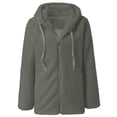 thumbnail image 4 of Womens Fuzzy Fleece Jackets 2023 Clearance Solid Zipper Sharpa Coat Fall Winter Warm Thick Hooded Jacket with Pockets, 4 of 5