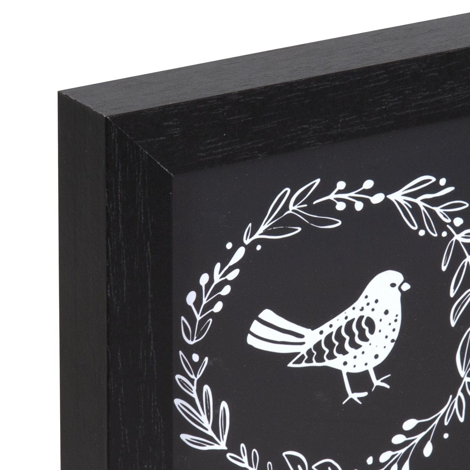 Œuvre avec cadre en MDF 15 x 15 et oiseau dans une couronne