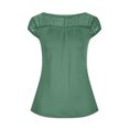 thumbnail image 5 of Mikilon Ensemble Élégant pour Femmes 2 Pcs Imprimé Manches Courtes Patchwork en Dentelle Col Rond Chic Confortable Vert S, 5 of 5