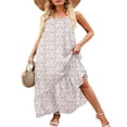 thumbnail image 3 of CNKOO Robe Maxi à Fleurs à Col en V pour Femmes, Boho Imprimée, à Bretelles Spaghetti, Ethnique, de Plage, Longue, Noire, TG, 3 of 6