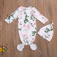 thumbnail image 4 of Xingqing 2PCS Newborn Infant Baby O-Neck Floral Cartoon Print Sleeping Pocket Round Hat, 4 of 8