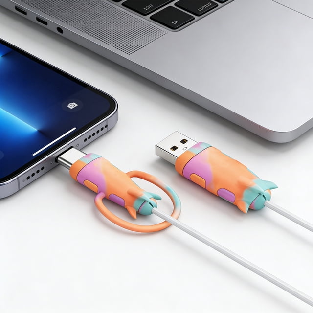 SSZMDLB 2-in-1 Cable Protector, Silicone Charging Cable Head Cover and Cord Winder, Break-Proof Data Cable Organizer for , , Travel and Home Storage, Charger Wire Protector Case