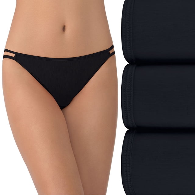 Vanity Fair Culotte String Bikini pour Femmes Illumination, Lot de 3, 6, Noir Multicolore
