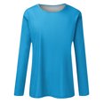 thumbnail image 4 of Timegard Womens Tops Long Sleeve Round Neck Solid Color Basic Tee Fall Casual Comfy Loose Tops Blouse, 4 of 5