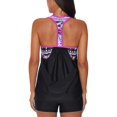 thumbnail image 4 of Haut de Tankini Rehausseur à Dos en T à Bretelles, Imprimé à Rayures Blouson pour Femmes avec Short, 4 of 6