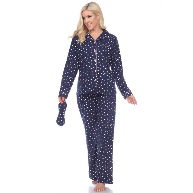 White Mark Women's Three-Piece Button-Down Pajama Set