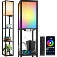 thumbnail image 1 of Floor Lamp with Shelves LED Modern Shelf Floor Lamp with USB Ports & Power Outlet Color Temperature Storage Display Wood Column Standing Tall Lamp for Living Room Bedroom Off, 1 of 7