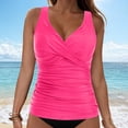 thumbnail image 2 of NIEWTR V-Neck Tankini Tops For Women Backless Adjusting Strap Bathing Suits Tummy Control Push Up Swimsuit Top(Hot Pink,S), 2 of 9