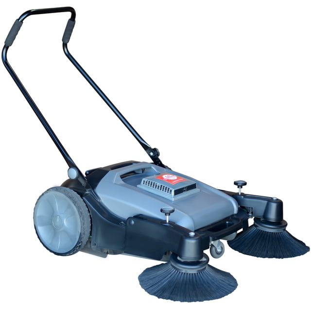 Balayeuse Pousse-Pousse Commerciale de 38 Pouces avec Triple Balais Power par Tomahawk Power, Idéale pour le Balayage de Pelouse et l'Entretien du Jardin. Comprend des Brosses à Double Rotation, des Réglages Ajustables pour un Nettoyage Plus Profond sur les surfaces Dures, et un Filtre à air pour Prévenir les Rejets de Poussière. Convient à une Utilisation Intérieure et Extérieure sur surfaces Mouillées Ou Sèches, avec Poignées Pliables pour un Rangement compact.