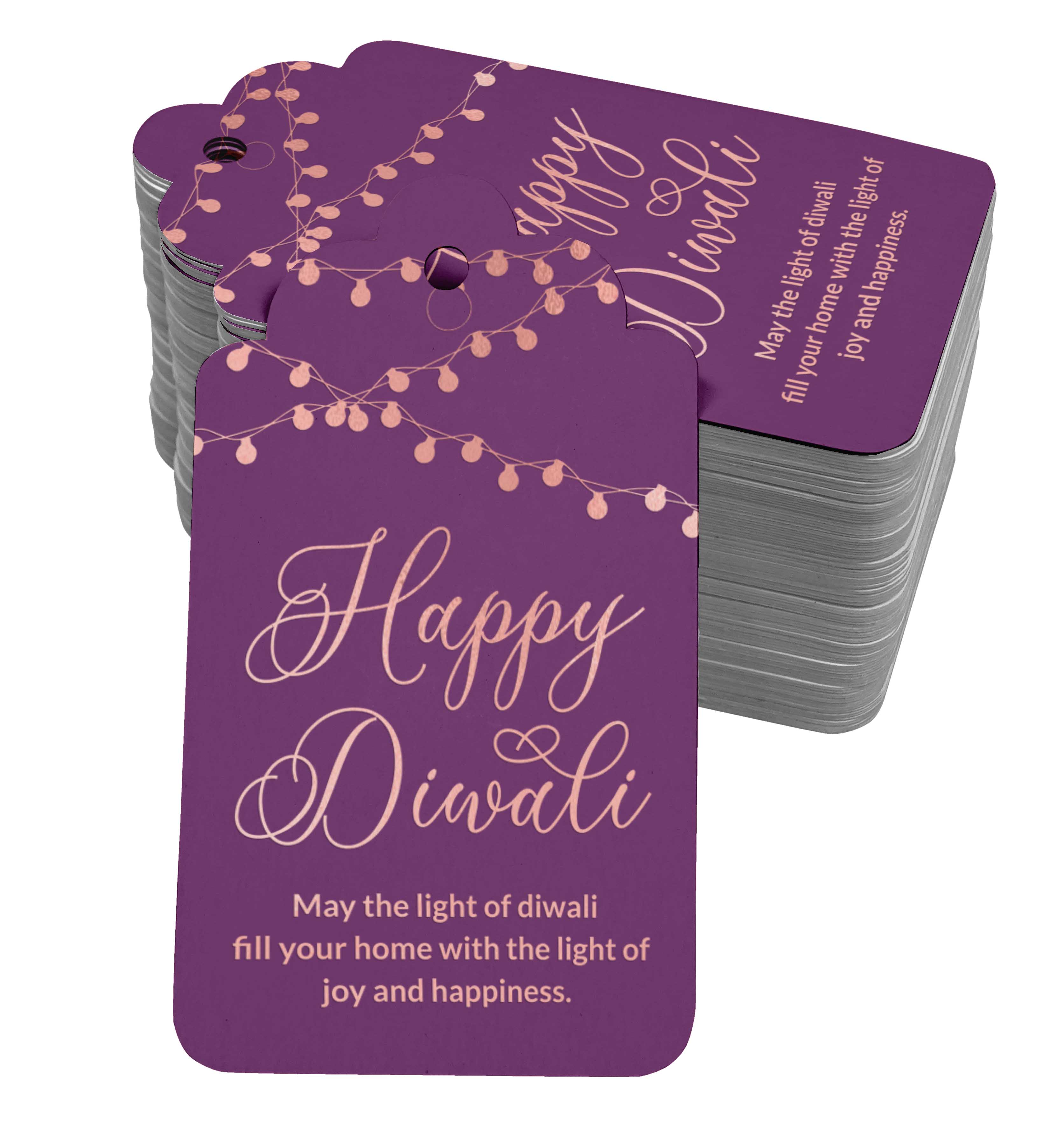 Inkdotpot Rose Gold Foil Paper Hang Tags Happy Diwali Favor Tags 50 Pack