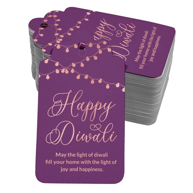 Inkdotpot Rose Gold Foil Paper Hang Tags Happy Diwali Favor Tags 50 Pack