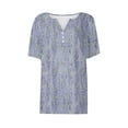 thumbnail image 4 of Blouse à Manches Courtes Imprimée pour Femmes, Col Rond, Hauts Décontractés, 4 of 4