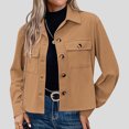 thumbnail image 2 of Timegard Button down Shirts for Women Cropped Long Sleeve Jackets Fall Solid Color Casual Loose Tops, 2 of 7