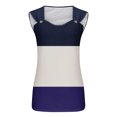 thumbnail image 4 of Mrat Débardeurs d'Entraînement pour Femmes avec Soutien-Gorge Intégré Débardeurs pour Femmes Tendance Tunique à Col Rond Hauts Décontractés Sans Manches T-Shirts Graphiques à Rayures Camisoles Amples Blouses S-193 Rose Vif-A TTG, 4 of 5
