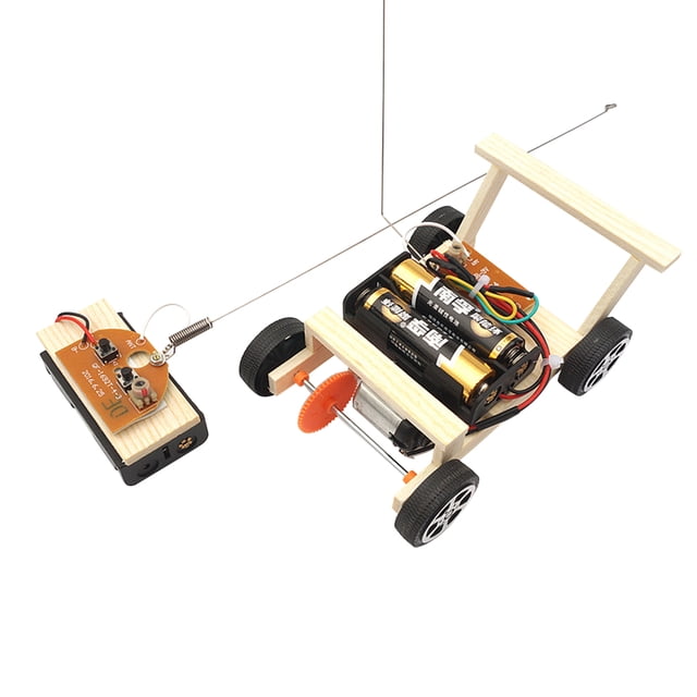 Voiture RC pour Enfants Créative DIY Assemblage Bois Voiture Télécommandée Modèle Jouet