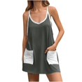 thumbnail image 4 of QATAINLAV Robe de Tennis Athlétique pour Femme Robe d'Entraînement Sportive Mini avec Short Intégré Sans Manches à Bretelles Spaghetti Combinaison Robe de Golf avec Poche Gris Foncé TTG Vente du Jour, 4 of 9