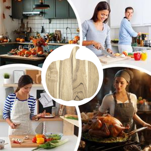 Vegetable Cutter 2 Product Category Pumpkin Shaped Wood Cutting Board For Kitchen Decoration Halloween Kitchen Accessory Durable Board For Chopping Meat Vegetables Fall Home