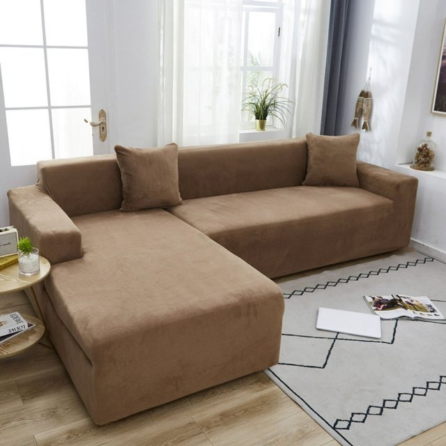 2024 Plush Sectional Couch Cover Stretch L Shape Sofa Covers For Sectional Sofa Set L Shape Couch Protector Chaise Lounge Covers For Dogs Kids-Gray-1 Seater