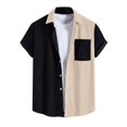 thumbnail image 1 of BOBOGOJP Chemise en Coton et Lin pour Hommes, Manches Courtes, Extérieure, Kaki L, 1 of 4