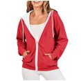 thumbnail image 1 of Timegard Vestes à Capuche Zippées pour Femmes Manches Longues Chandails en Molleton Décontractés Mode Automne avec Poches, 1 of 7