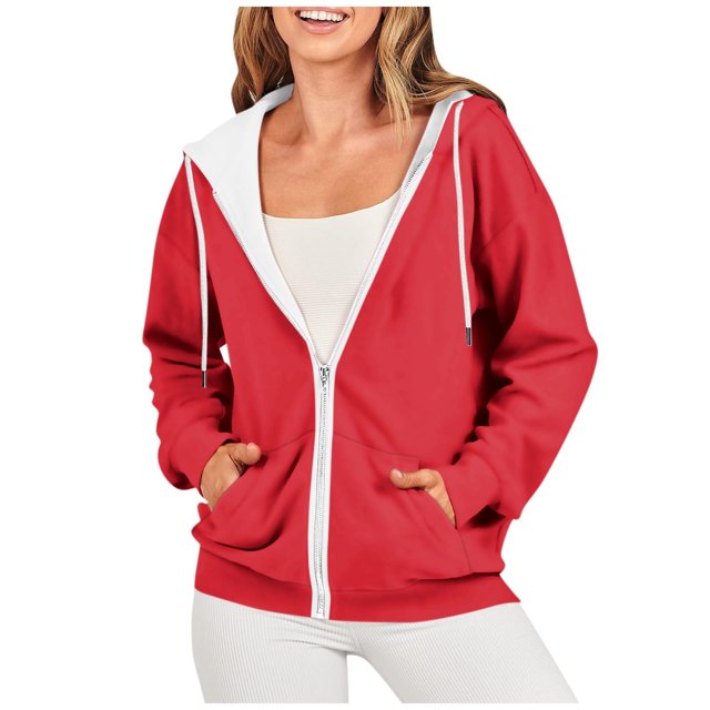 Timegard Vestes à Capuche Zippées pour Femmes Manches Longues Chandails en Molleton Décontractés Mode Automne avec Poches
