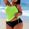 thumbnail image 2 of FAVIPT 2 Piece Tankini Womens Swimsuit Tummy Control Ruched Drawstring Swimwear Tropical Beach Comfy Bathing Suit Army Green,XXL, 2 of 5