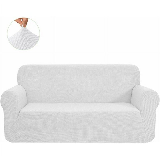 CHOK 2024 1-Piece Checks Stretch Sofa Cover Slipcover Couch Cover Chair Light Gray