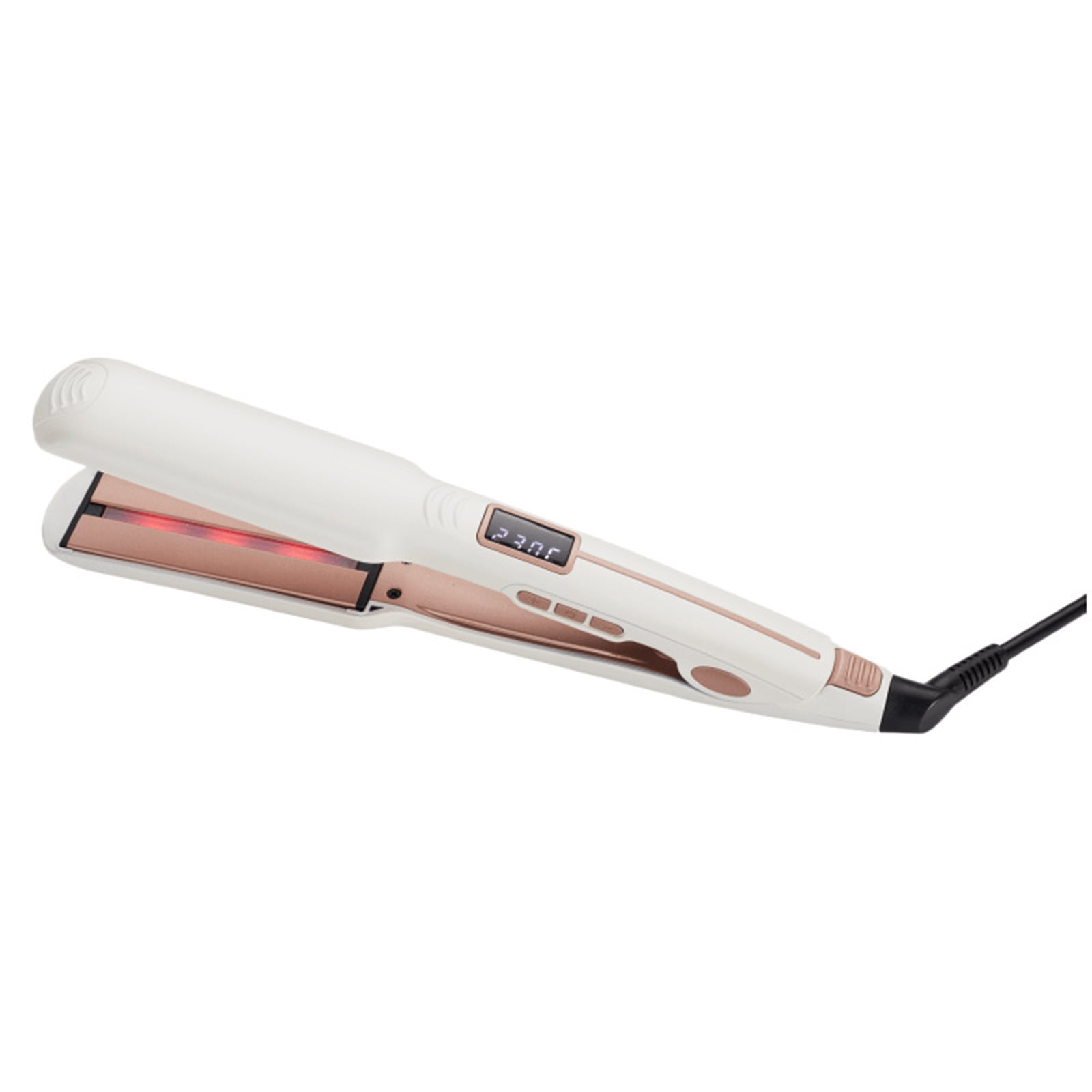 yeacher Adjustable Temperature Wide Plate Hair Straightener with Ceramic Coating, Volumizing Styling Iron, White, US Plug, 360° Swivel Cord