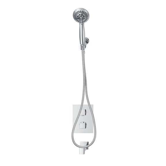 Square 3-functions thermostatic valve, Handheld shower, bath spout or simultaneously