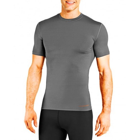 Tommie Copper Men’s Core Compression Short Sleeve Crew Neck Shirt | UPF 50, Breathable Base Layer for Sports, Gym & Support - Slate Grey - Small