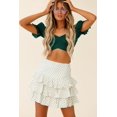 thumbnail image 2 of Women's Ruffle Short Sleeve Tie Up Back Crop Top Off Shoulder Bardot Blouse,Dark Green,S, 2 of 6