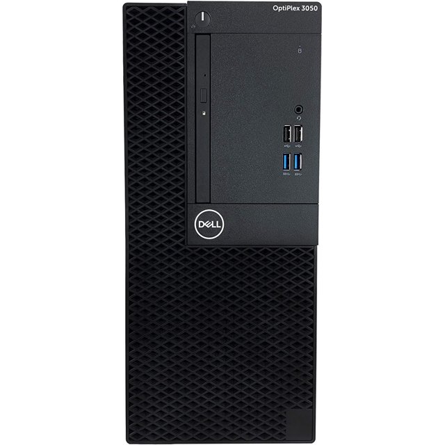 Ordinateur de Bureau Dell Optiplex Intel i5-6500 3050 Tour Remis à Neuf avec Panneau avant Texturé Noir, Bouton d'Alimentation, Lecteur Optique Mince, Quatre ports USB, Dont Deux USB 3.0, Prise pour Écouteurs et logo Dell, Convient à l'Informatique de Bureau et à la Maison.
