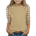 thumbnail image 1 of SERTG T-Shirt Mode Enfant Col Rond Manches 3/4 Imprimé Col Rond pour Été et Printemps 4-15 Ans (Kaki2,7 Ans), 1 of 7